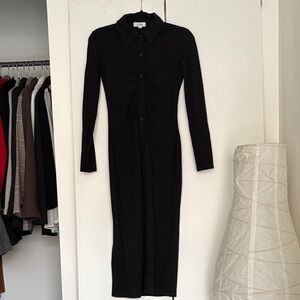 COS Elegant Black Button-Up Long Sleeve Dress